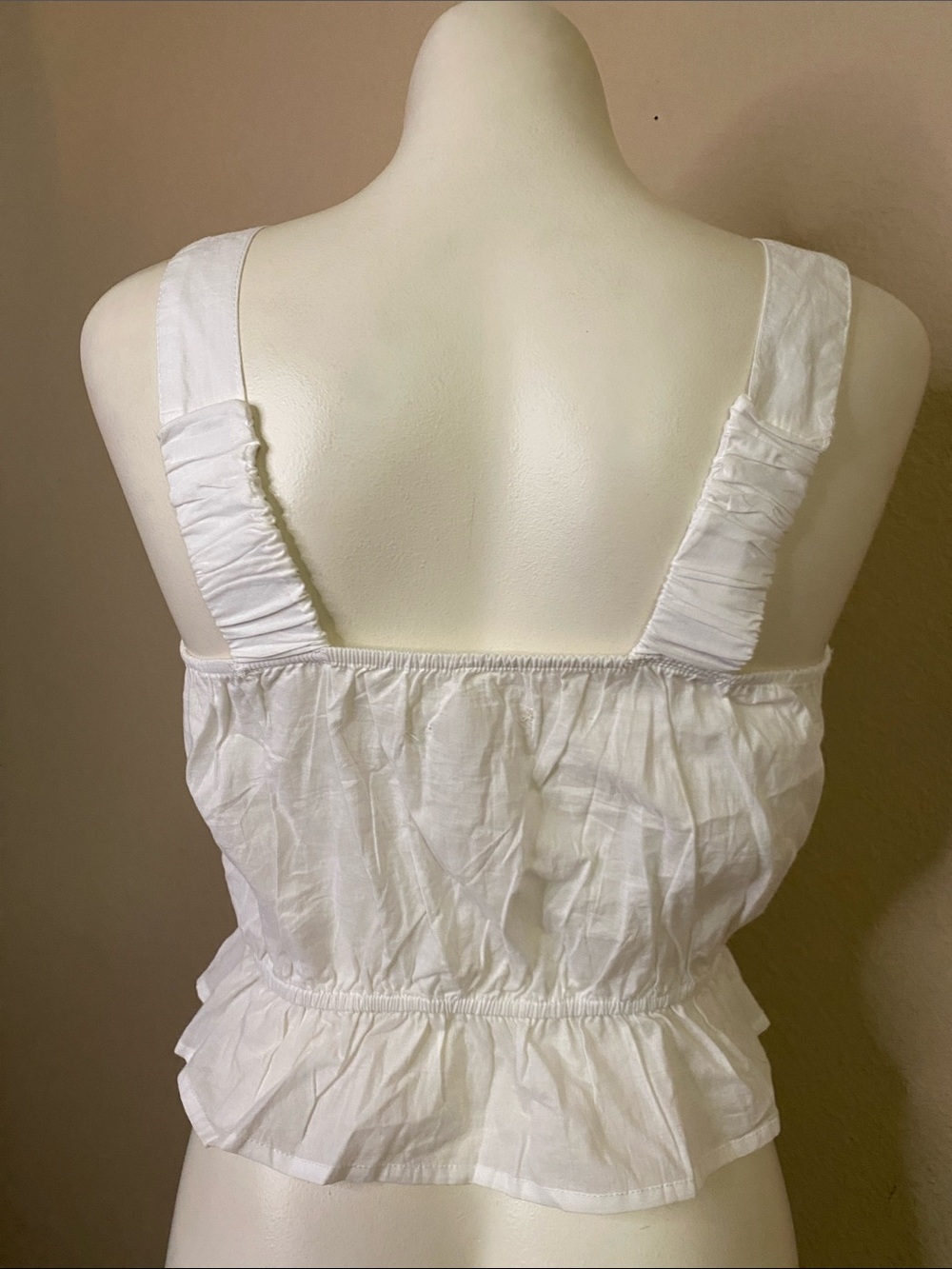 Passport White Cotton embroidered boho cottagecore fem camisole M - Picture 6 of 8